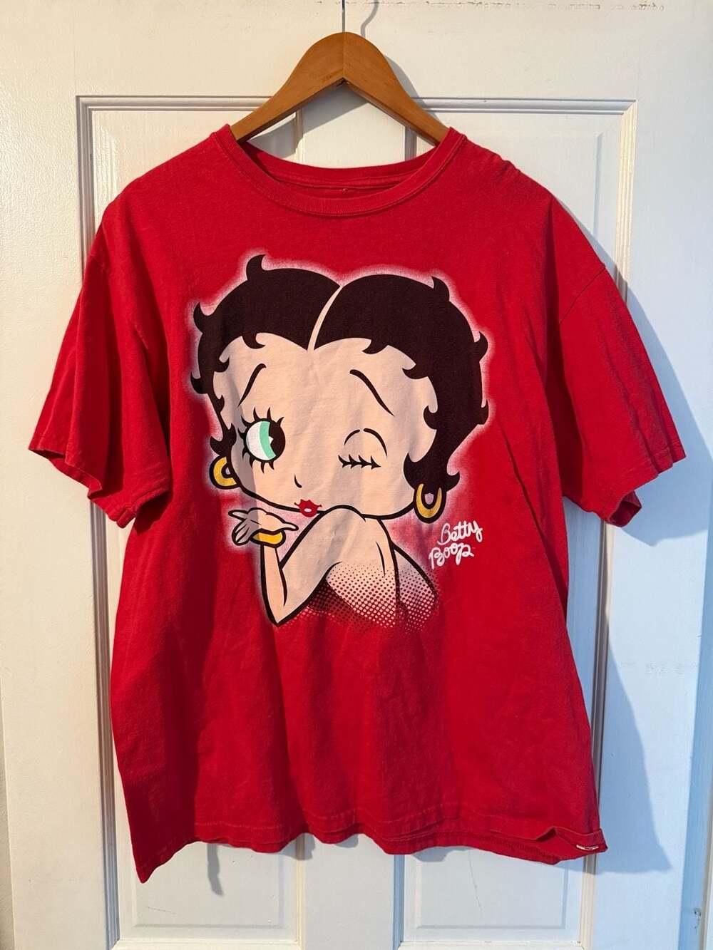 Universal Studios Betty Boop Winking Graphic Red T-Shirt Size XL